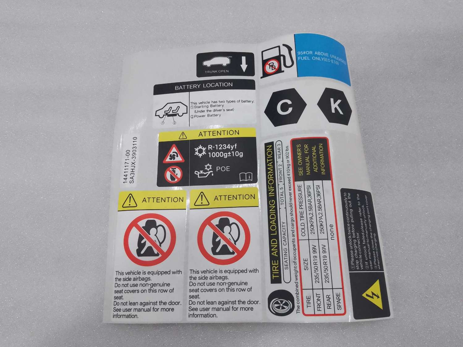 Vehicle label - English